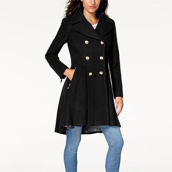 NWT GUESS Double-Breasted Skirted Coat - Picture 1 of 8